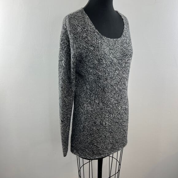 Neiman Marcus Gray Sweater Cashmere Scoop Neck Marled Knit Fleece Size Medium M - Picture 4 of 11